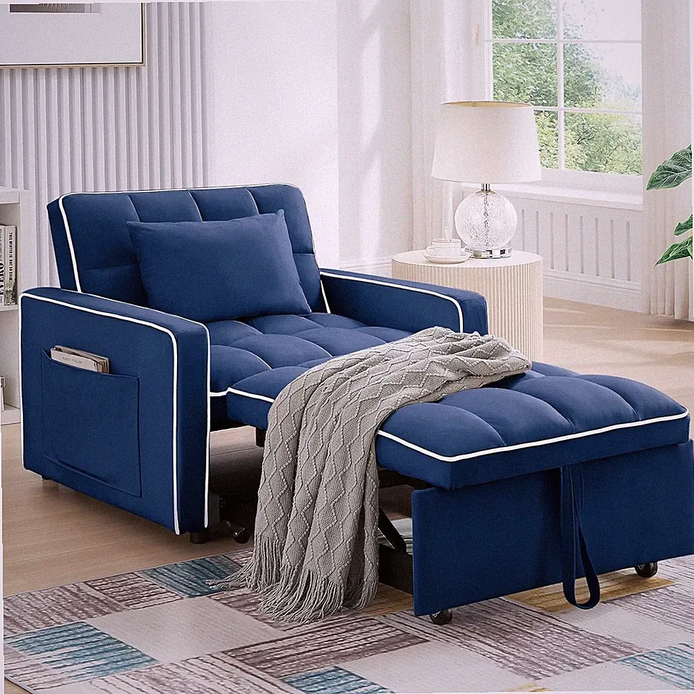 3-in-1 Convertible Sleeper Chair Bed Lounge Chair Modern Recliner Sofa
