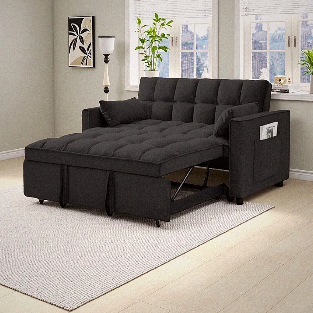 3 in 1 Sofa Bed 65 Inch Convertible Sleeper Sofa with Pull Out Bed Couch Pillows