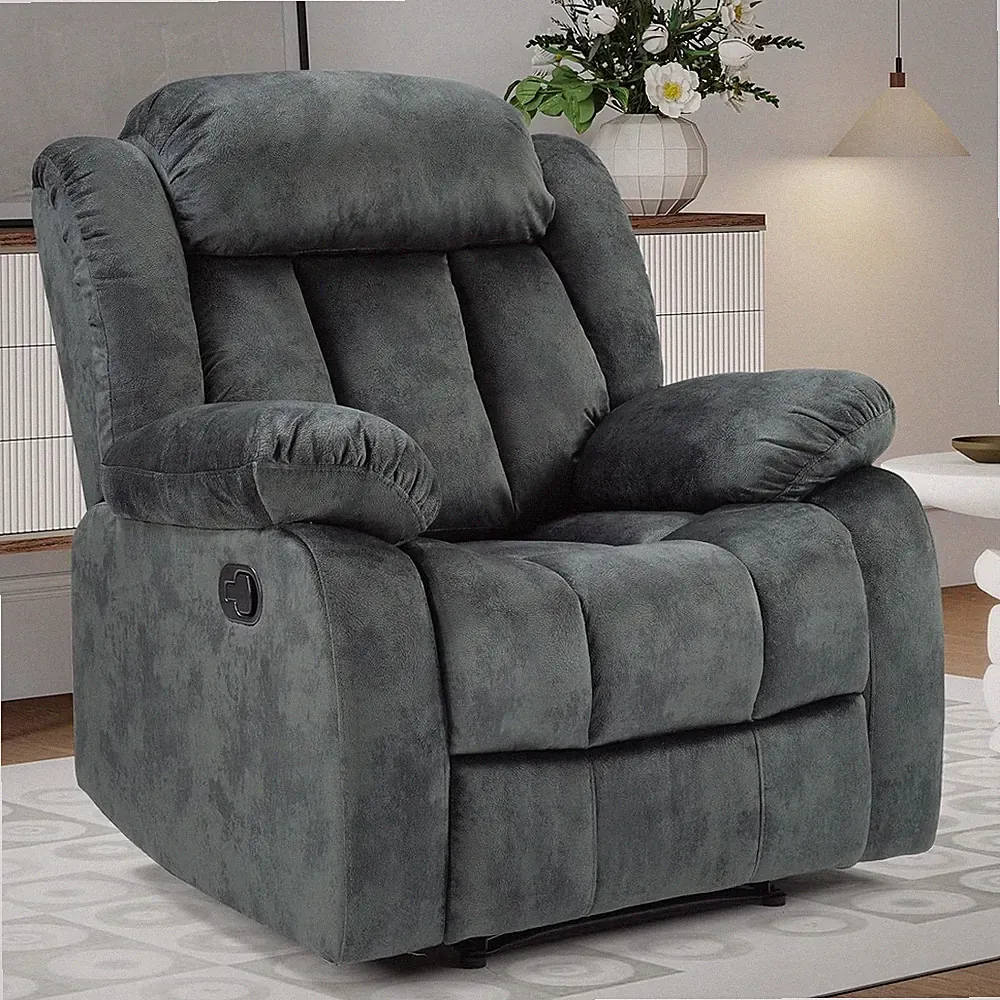 CANMOV Manual Recliner Chair w/Padded Armrest Classical Fabric Reclining Chairs