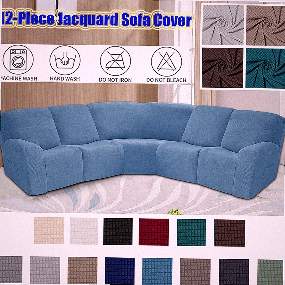 Jacquard Recliner Sofa Cover Stretch 5 Seats Corner Sectional Couch Slipcovers