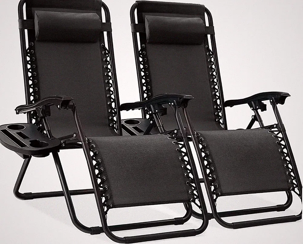 Lounge Chairs Set of 2 Adjustable Steel Mesh Zero Gravity Lounge Chair Recliners
