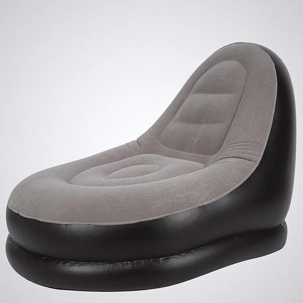 Modern Inflatable Folding Recliner Sofa Chair With Footstool For Living Room
