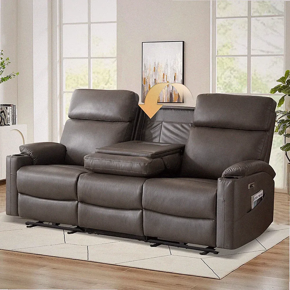 Power Reclining Sofa, Electric 3-Seat Dual Recliner Couch with USB , Cup Holder