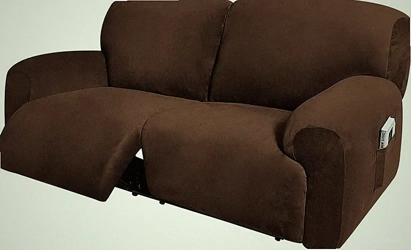 Reclining Seater Sofa Slipcover Extra Wide 75" - 100" Thick Soft (Chocolate)