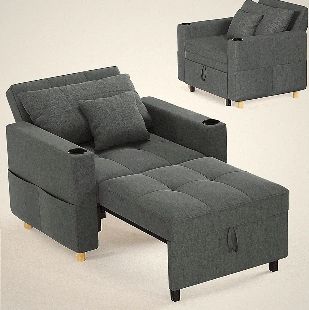 Upgraded Convertible Sofa Bed 3-in-1 Armchair Folding Recliner Sleeper Chair Bed
